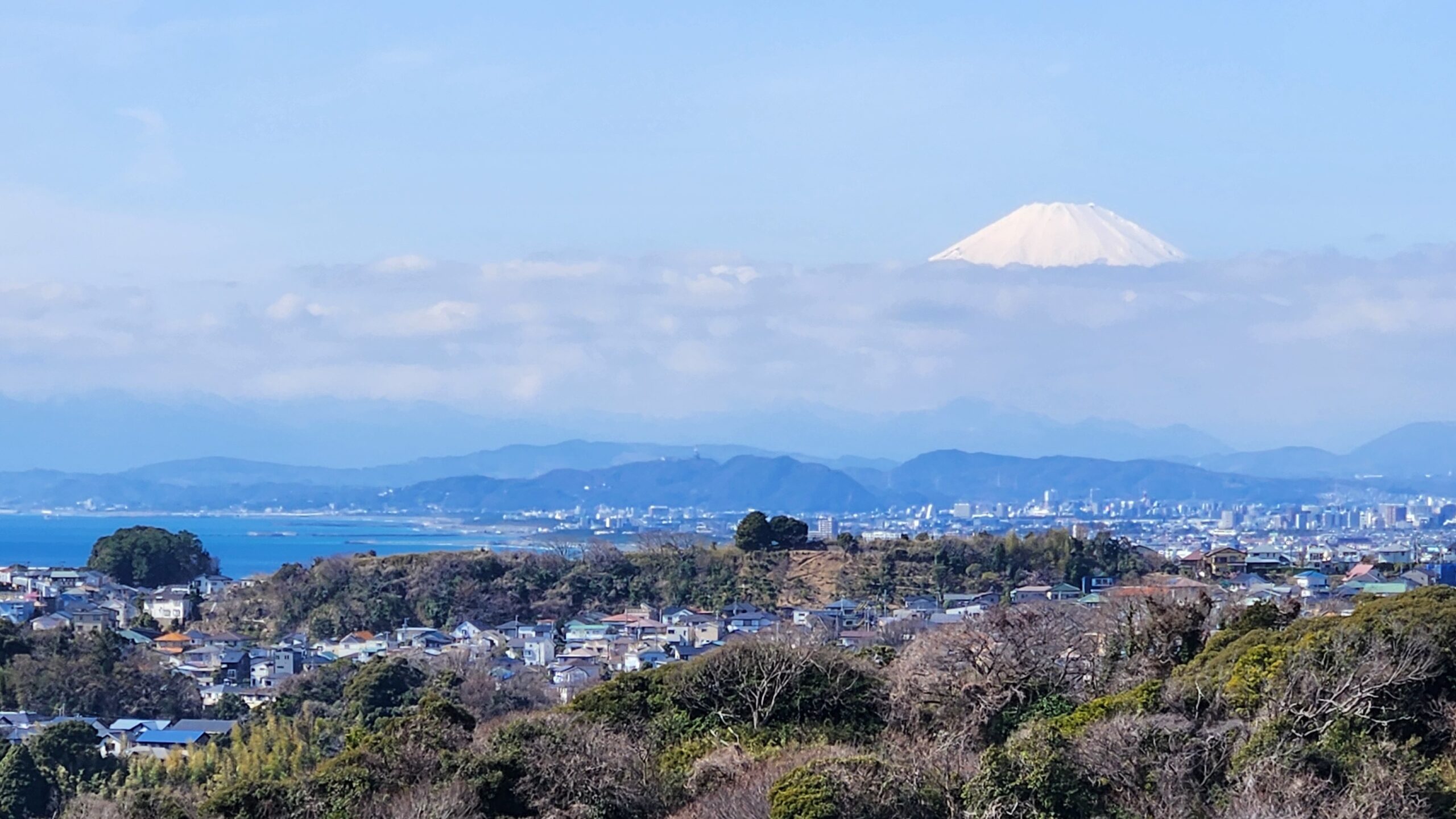 リビングから富士山と海が